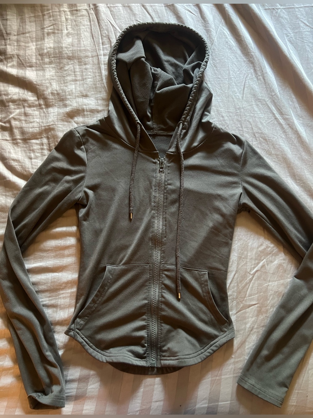 SHEIN Olive Green Hooded Zip-Up Utility Jacket